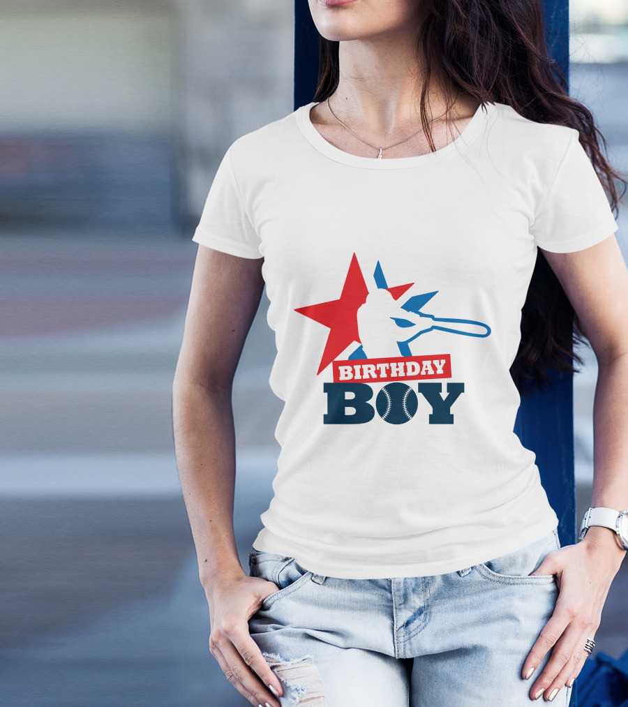 Birthday Boy Baseball Silhouette Star T-Shirt