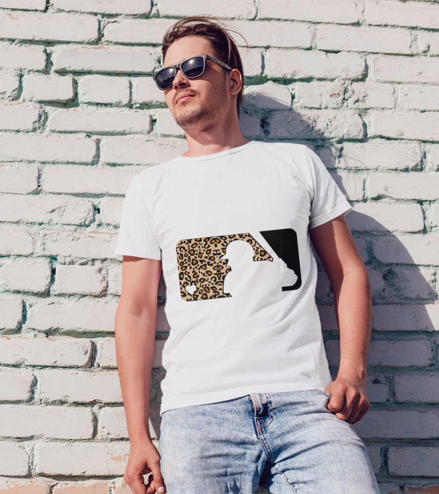 MLB Baseball Leopard Print Batter Silhouette Sublimated T-Shirt