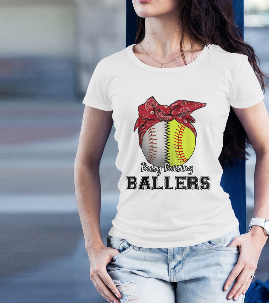 Busy Raising Baseball And Softball Ballers Bandana T-Shirt