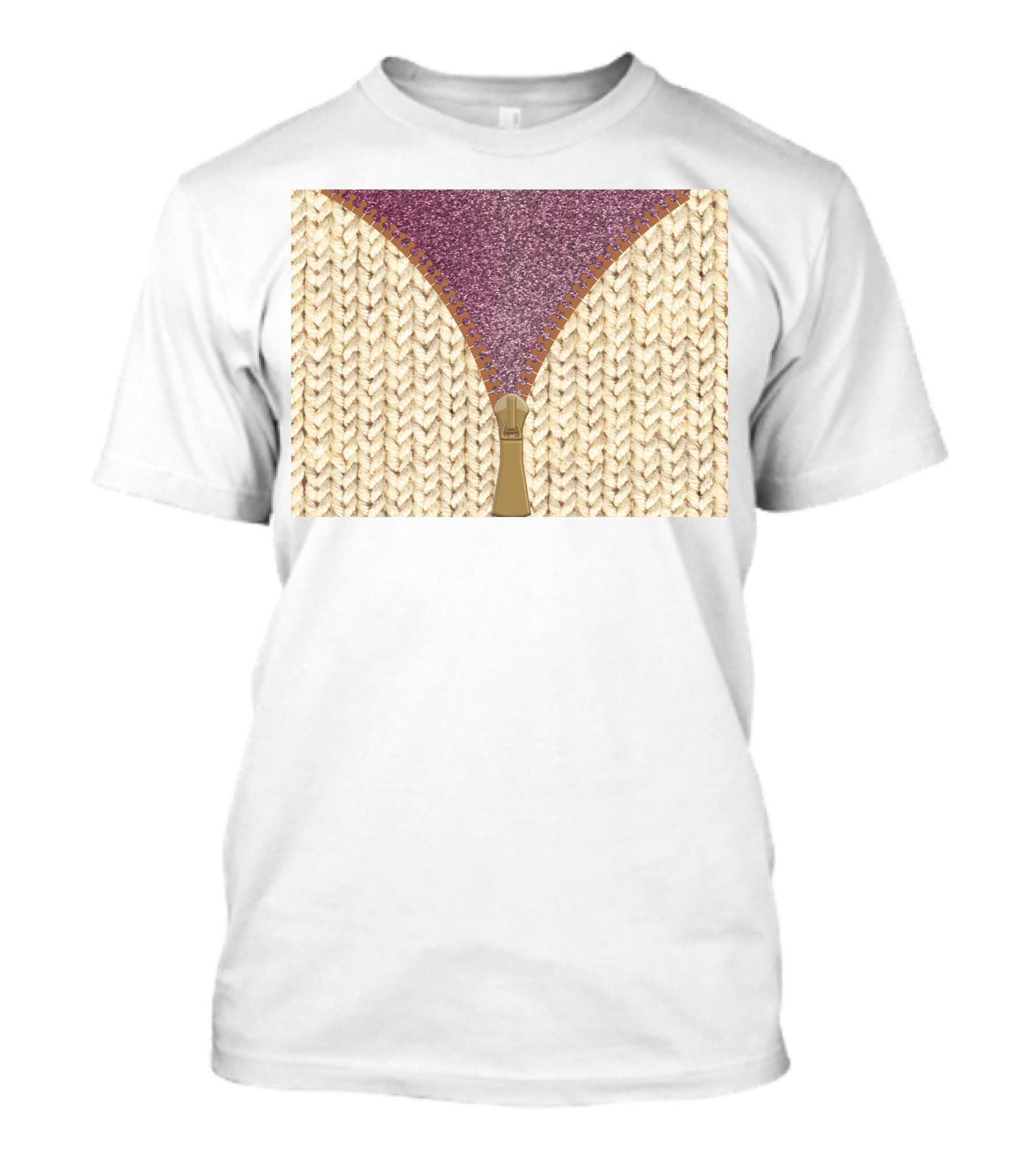 Rose Gold Glitter Knitted Sweater Zipper Tumbler T-Shirt