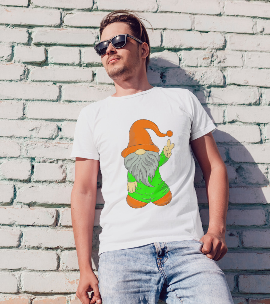 Cute Gnome Say Hi Peace Gesture T-Shirt