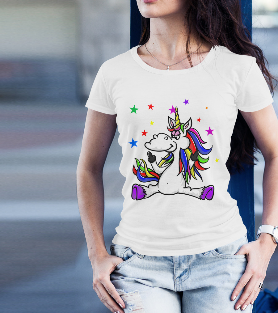 Funny Unicorn Twinkles Rainbow Star T-Shirt