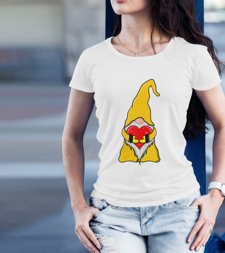 Gnome Holding Heart Hippie Valentine T-Shirt