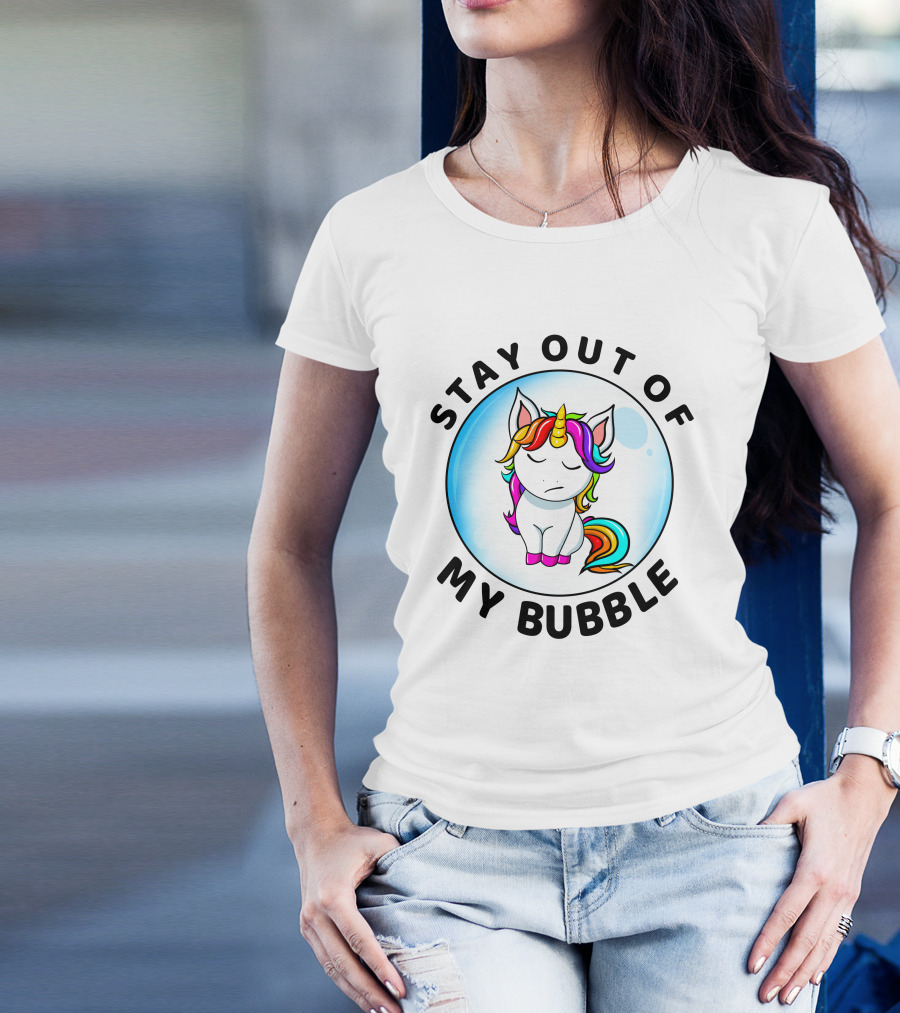 Stay Out Of My Bubble Unicorn Rainbow T-Shirt