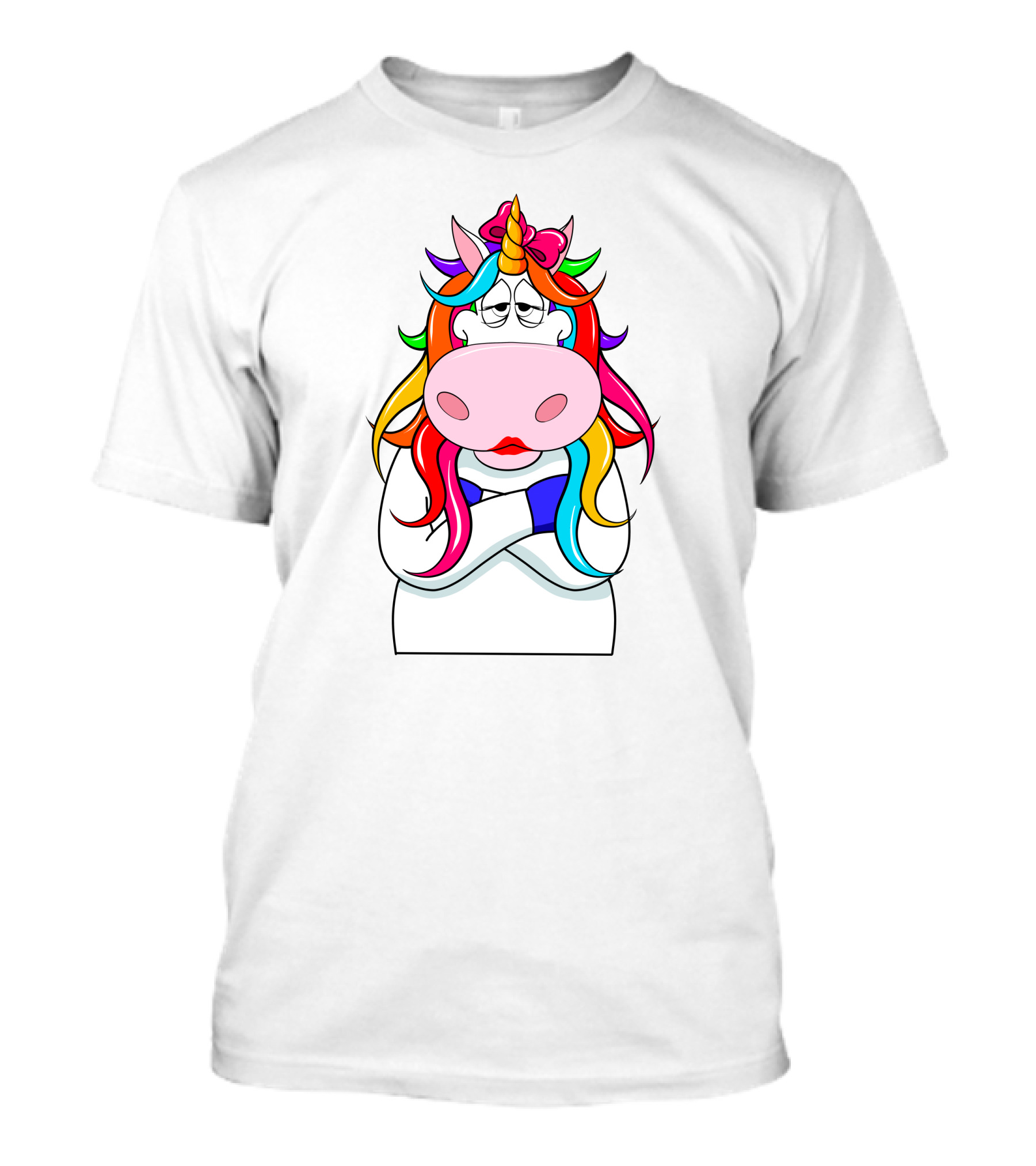 Bored Unicorn With Rainbow Mane And Crossed Arms T-Shirt