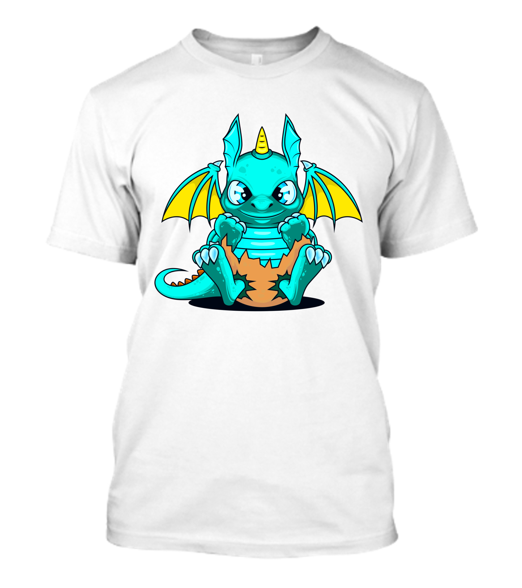 Cool Baby Dragon With Horns Sitting On Eggshell T-Shirt