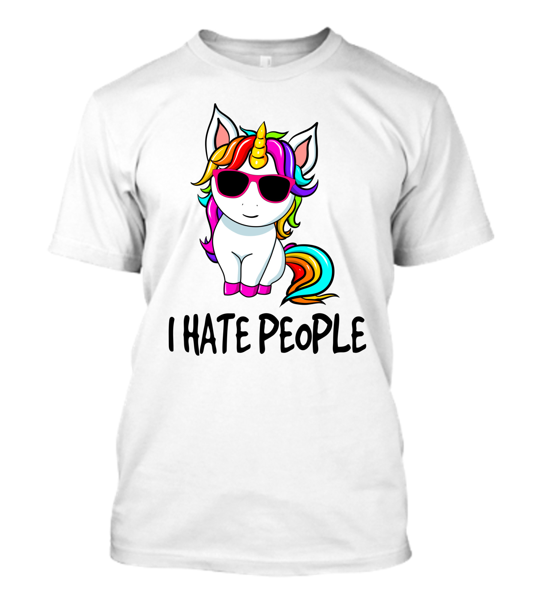 I Hate People Unicorn Rainbow Sunglasses T-Shirt