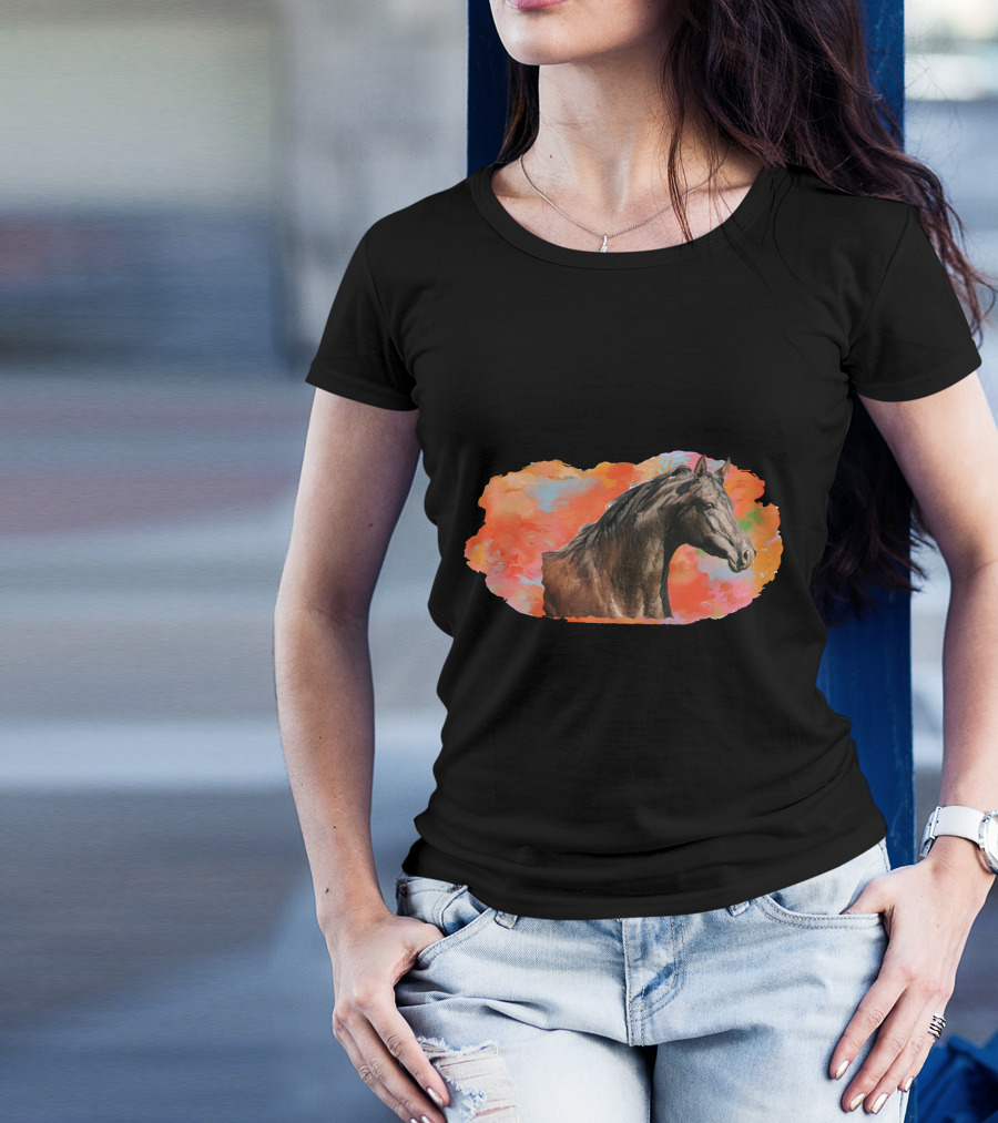 Arabian Horse With Vibrant Abstract Background T-Shirt