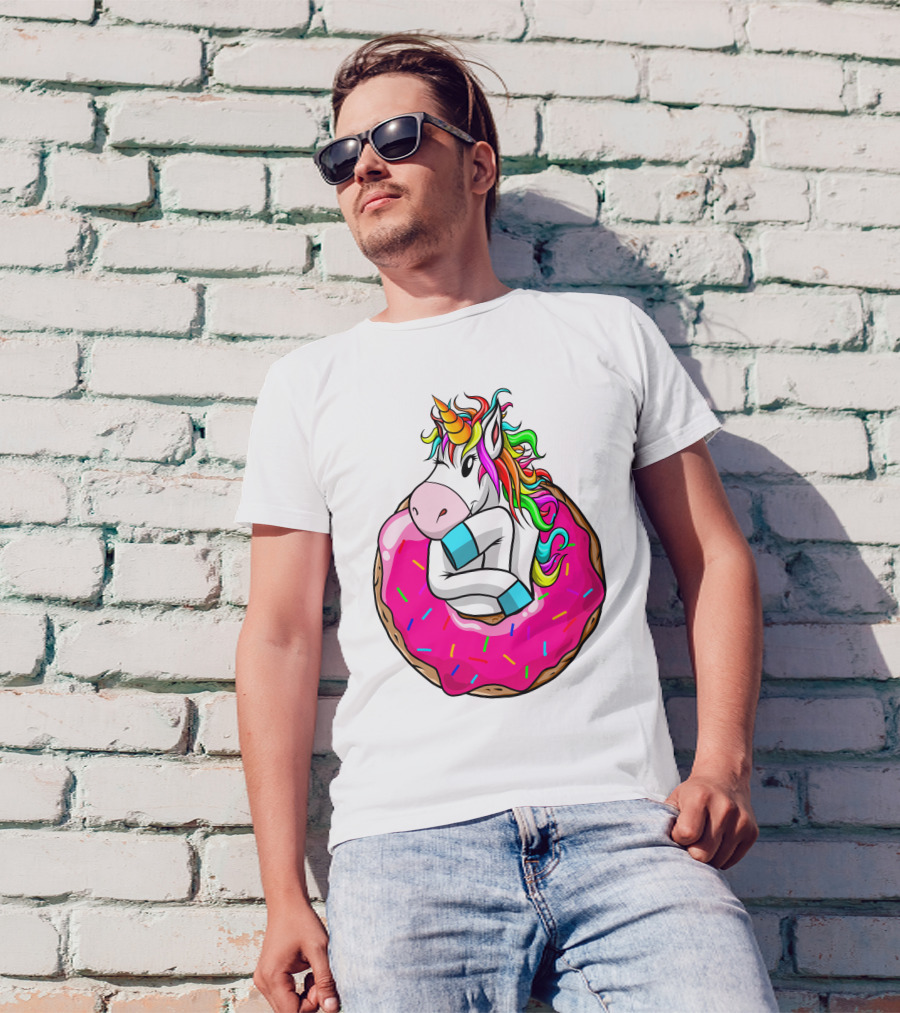 Baby Unicorn Inside Pink Sprinkled Donut T-Shirt