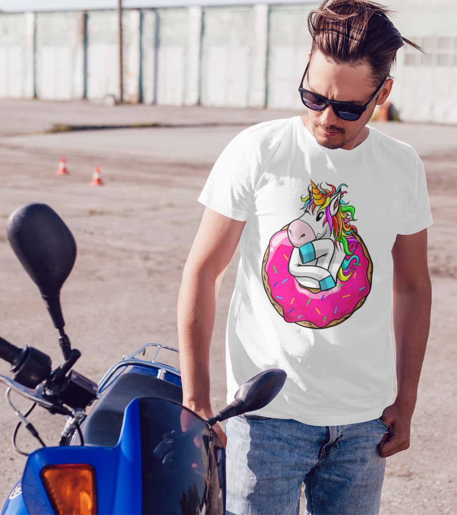 Baby Unicorn Inside Pink Sprinkled Donut T-Shirt