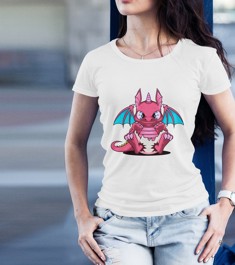 Pink Dragon Cute Cerulean Winged Hatchling T-Shirt
