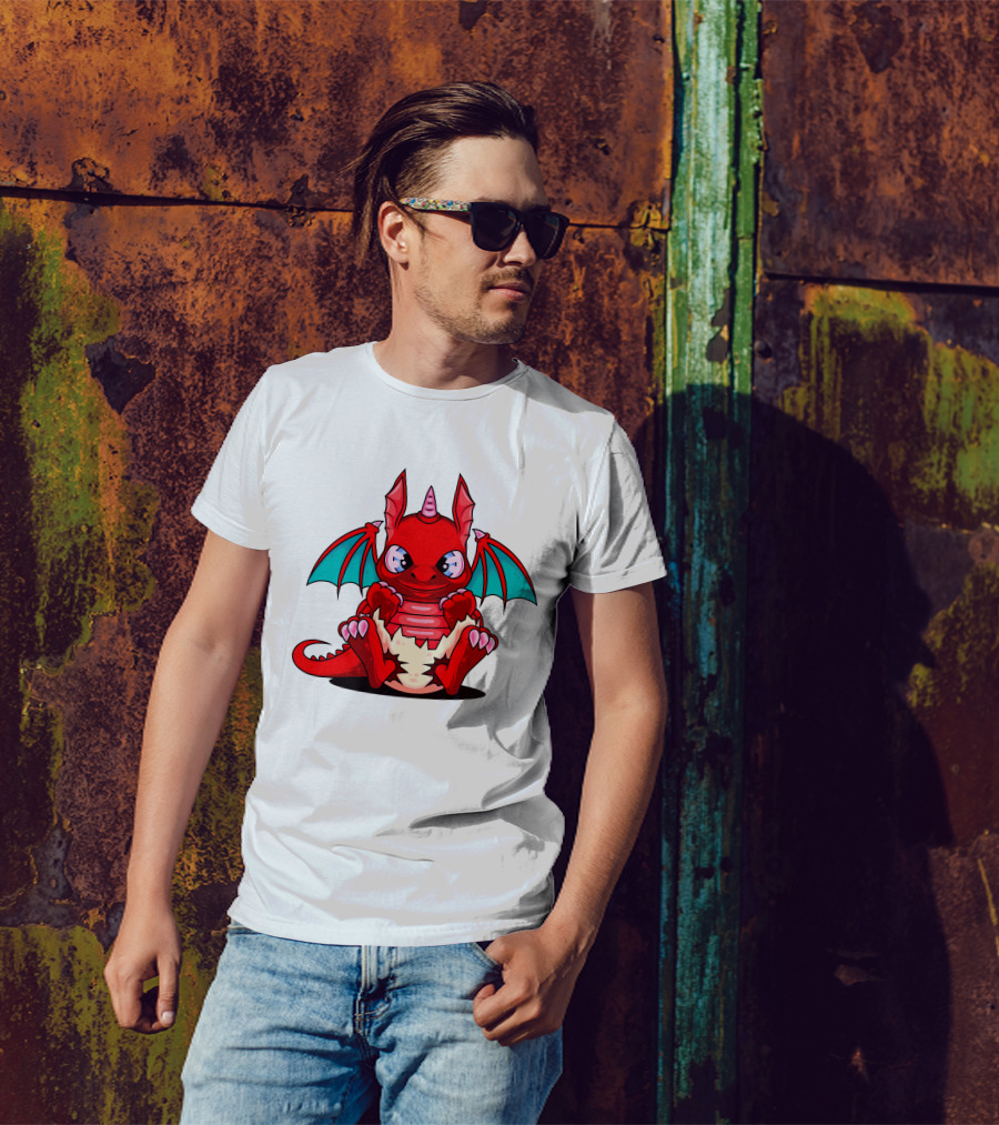 Red Cute Dragon Demon Fantasy Creature T-Shirt