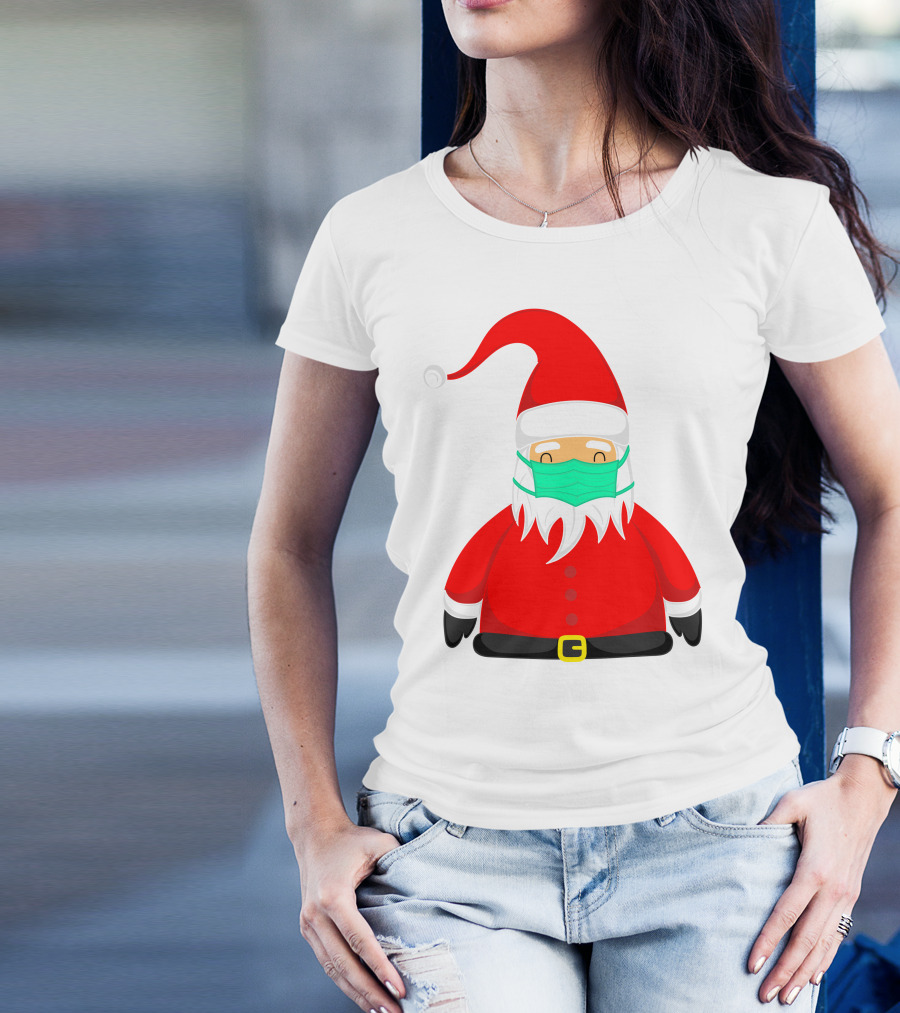 Santa Claus Wearing Green Face Mask T-Shirt