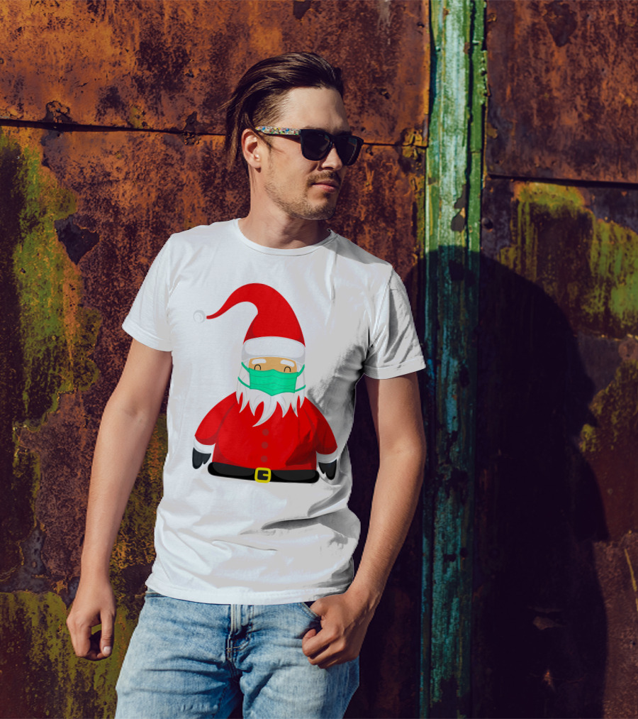 Santa Claus Wearing Green Face Mask T-Shirt