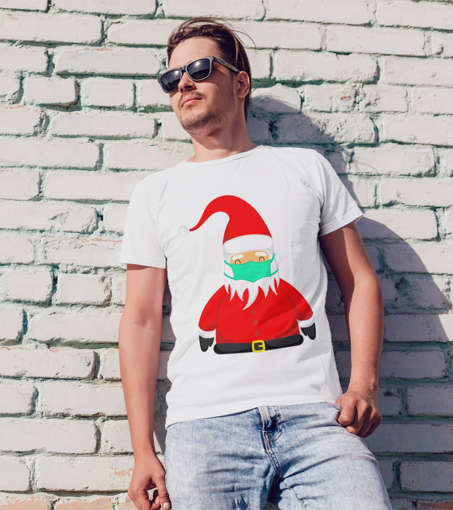 Santa Claus Wearing Green Face Mask T-Shirt