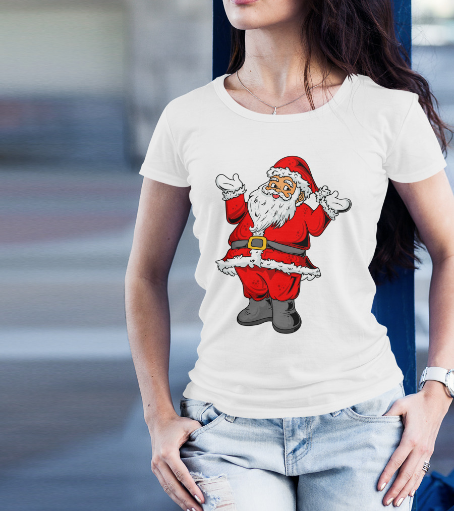Funny Santa Claus Hands Up In Classic Red Suit T-Shirt