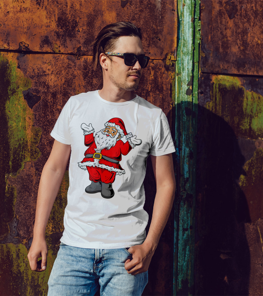 Funny Santa Claus Hands Up In Classic Red Suit T-Shirt