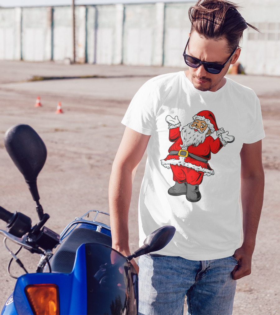 Funny Santa Claus Hands Up In Classic Red Suit T-Shirt