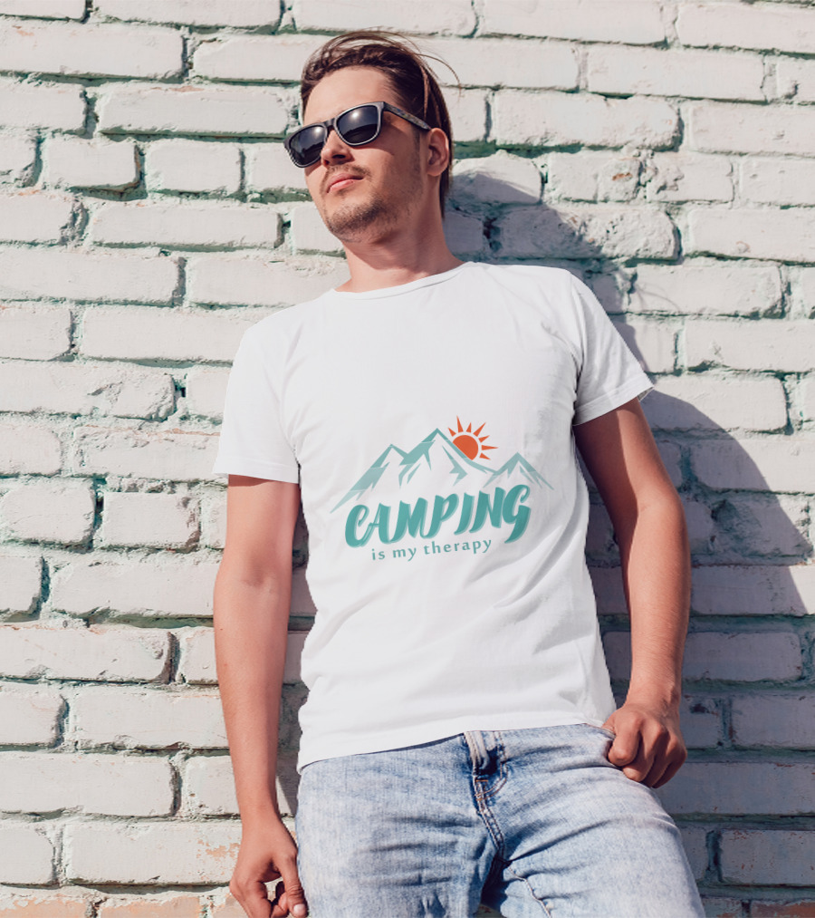 Camping Is My Therapy Mountains Sun T-Shirt