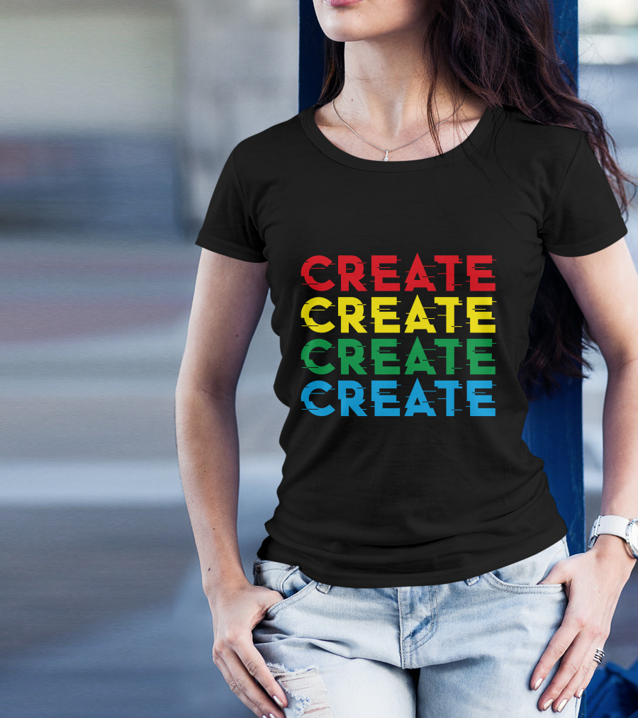 Colorful Stack Create Create Create Create T-Shirt