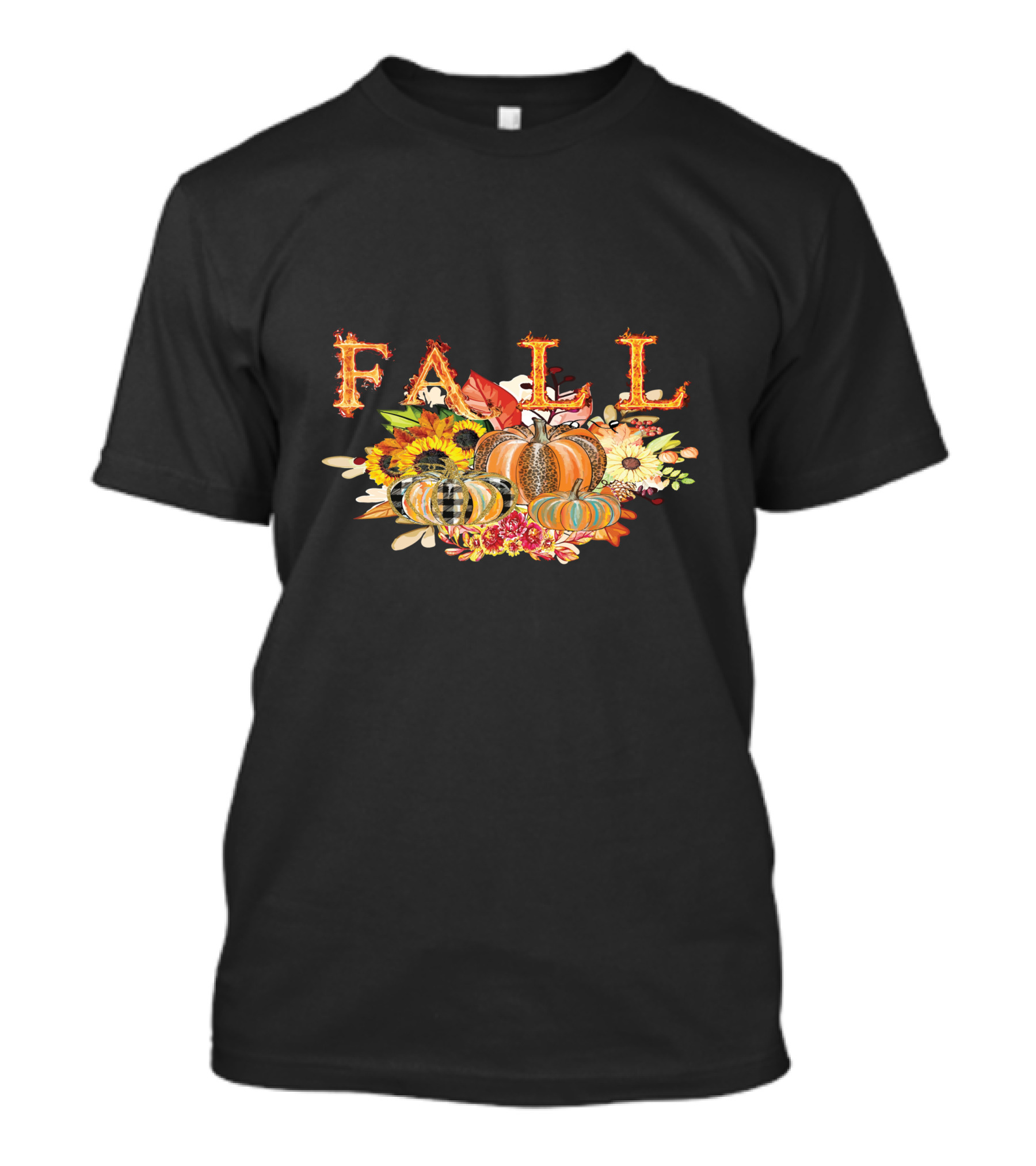 FALL Pumpkin Sunflowers And Leaves Thanksgiving T-Shirt