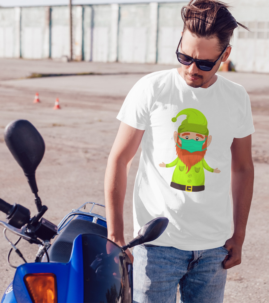 Gnome With Green Hat Wearing Face Mask T-Shirt