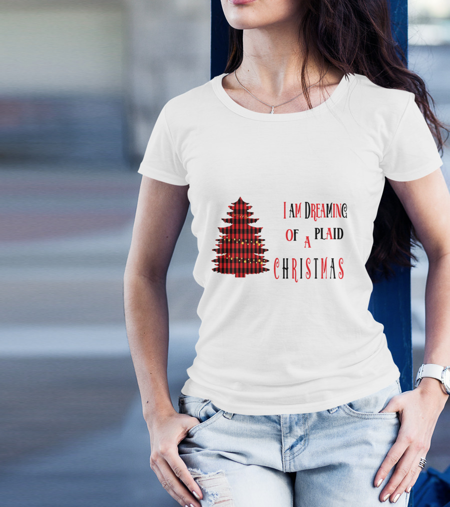 I Am Dreaming Of A Plaid Christmas Tree With Festive Red Black T-Shirt