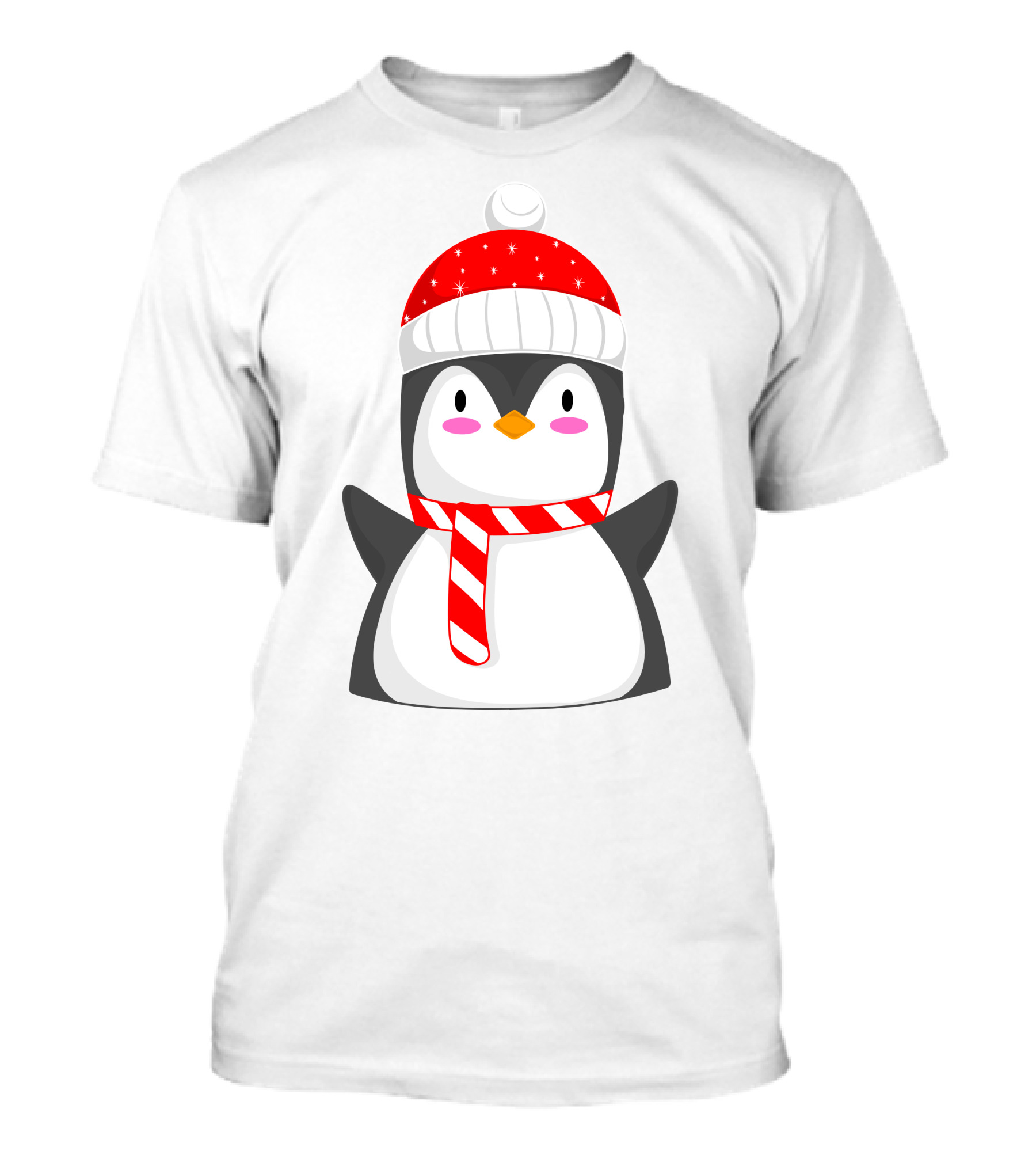 Pinguine Wearing Red Hat And Scarf Resembling A Snowman T-Shirt