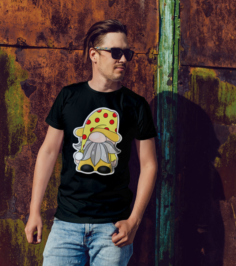 Funny Gnomes Yellow Red Polka Dot Hat T-Shirt