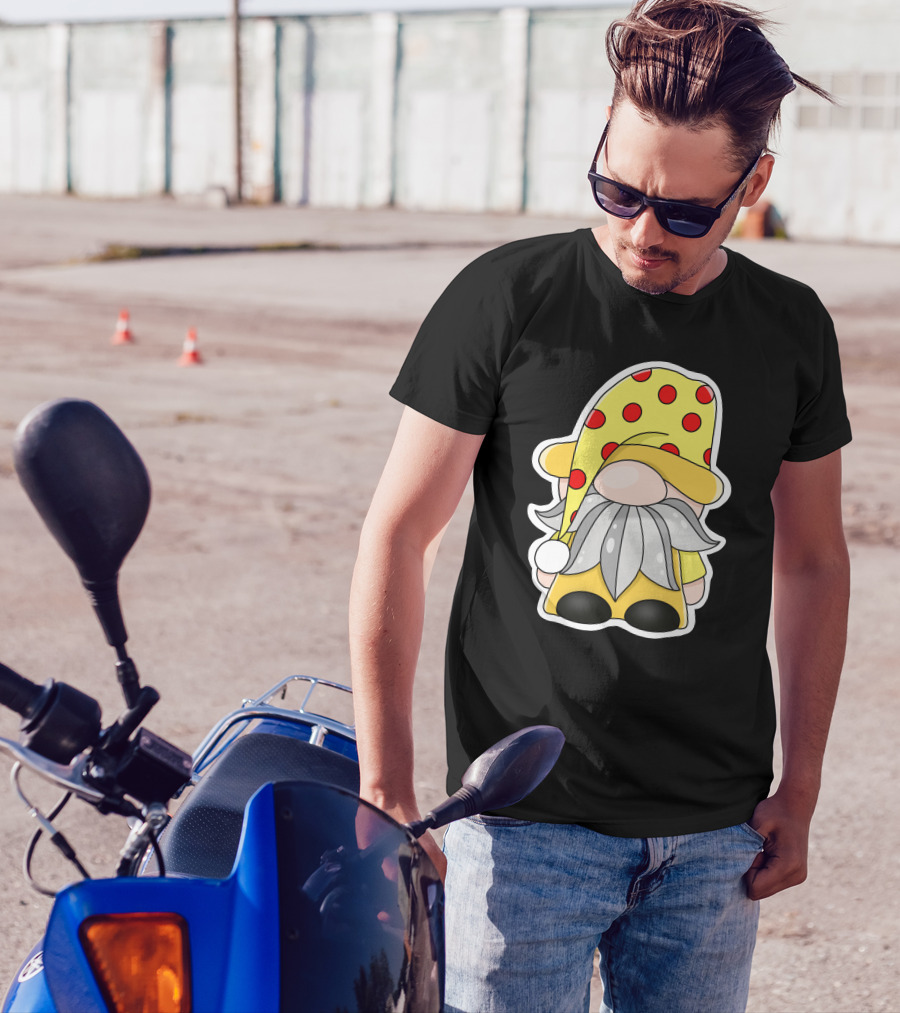 Funny Gnomes Yellow Red Polka Dot Hat T-Shirt