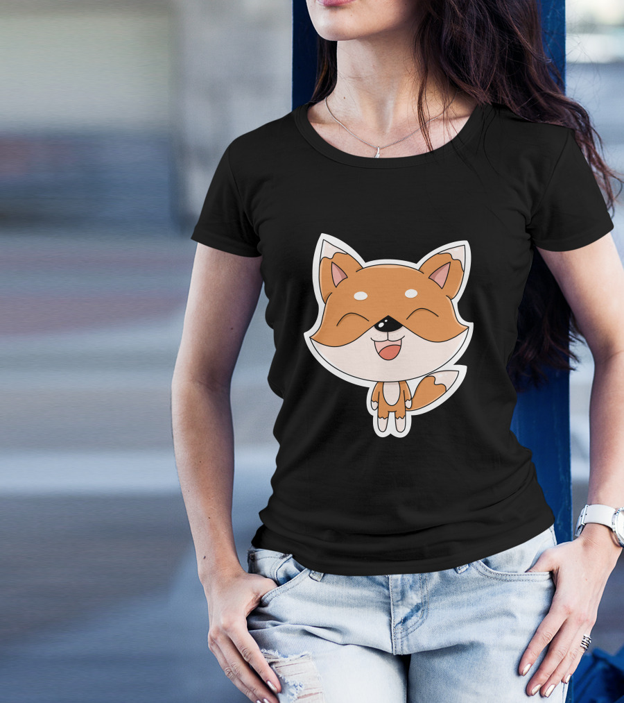 Fox Cartoons Happy Cute Fox Character T-Shirt