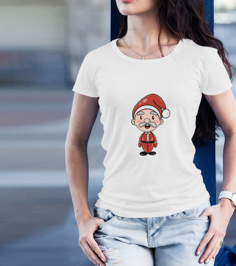 Santa Claus Chipi Cartoon Festive Character In Red Suit T-Shirt