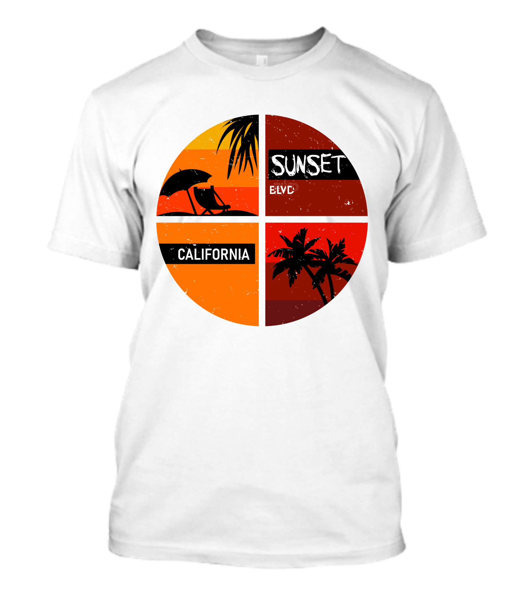 Sunset BLVD California Palm Trees And Beach Chair T-Shirt