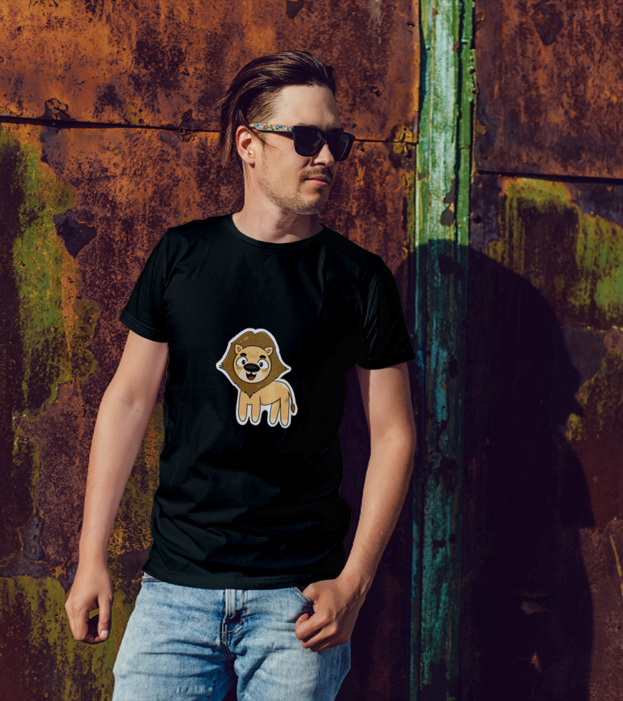 Lion Sticker Cute Cartoon T-Shirt