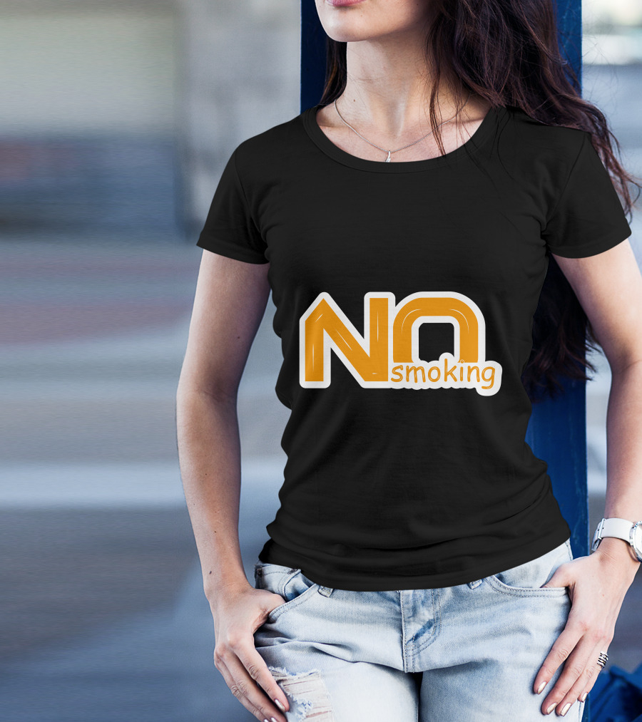 NO Smoking Style Bold Orange Text T-Shirt