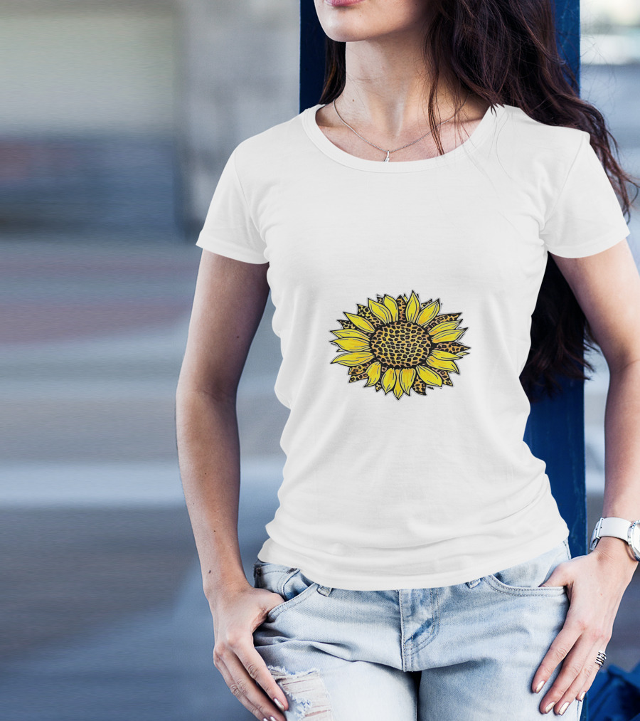 Leopard Print Sunflower T-Shirt
