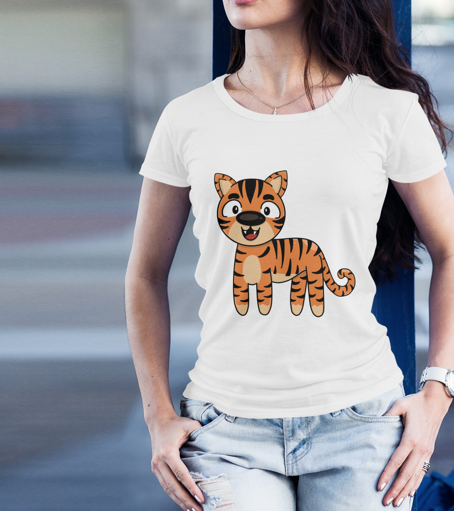 Adorable Striped Cartoon Baby Tiger T-Shirt