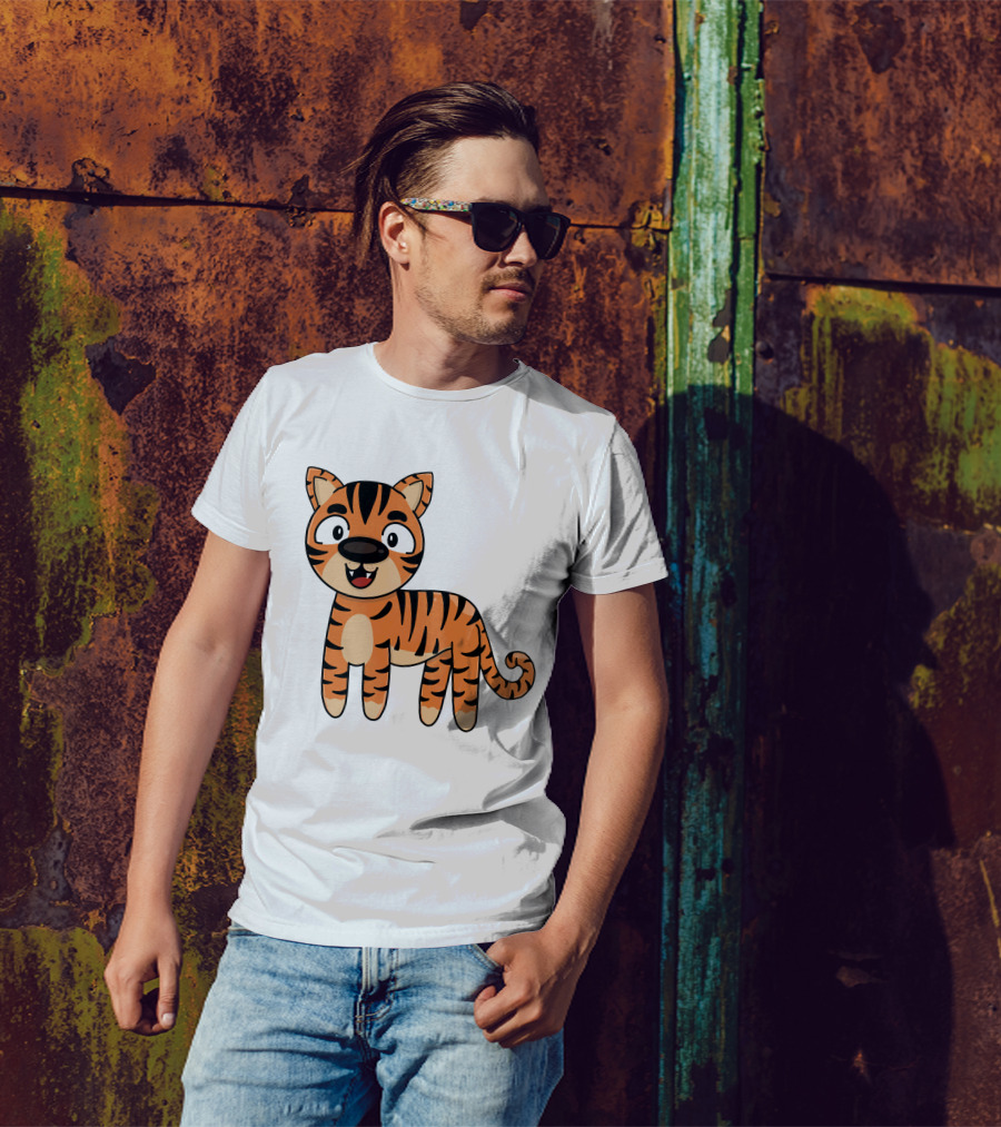 Adorable Striped Cartoon Baby Tiger T-Shirt