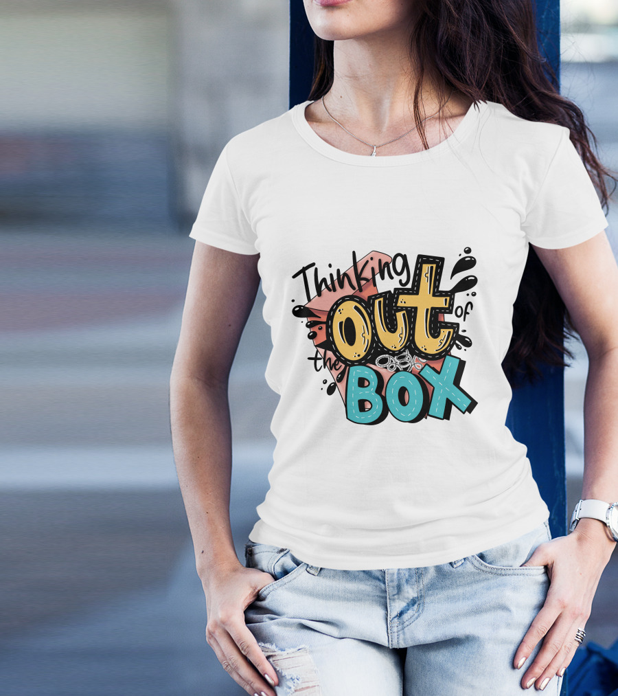 Thinking Out Of The Box Creative Typography T-Shirt