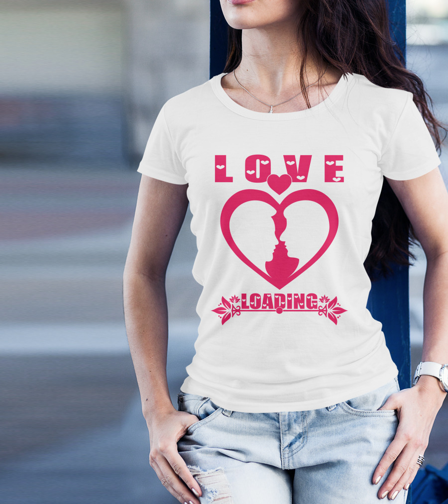 LOVE Heart Silhouette Couple LOADING T-Shirt