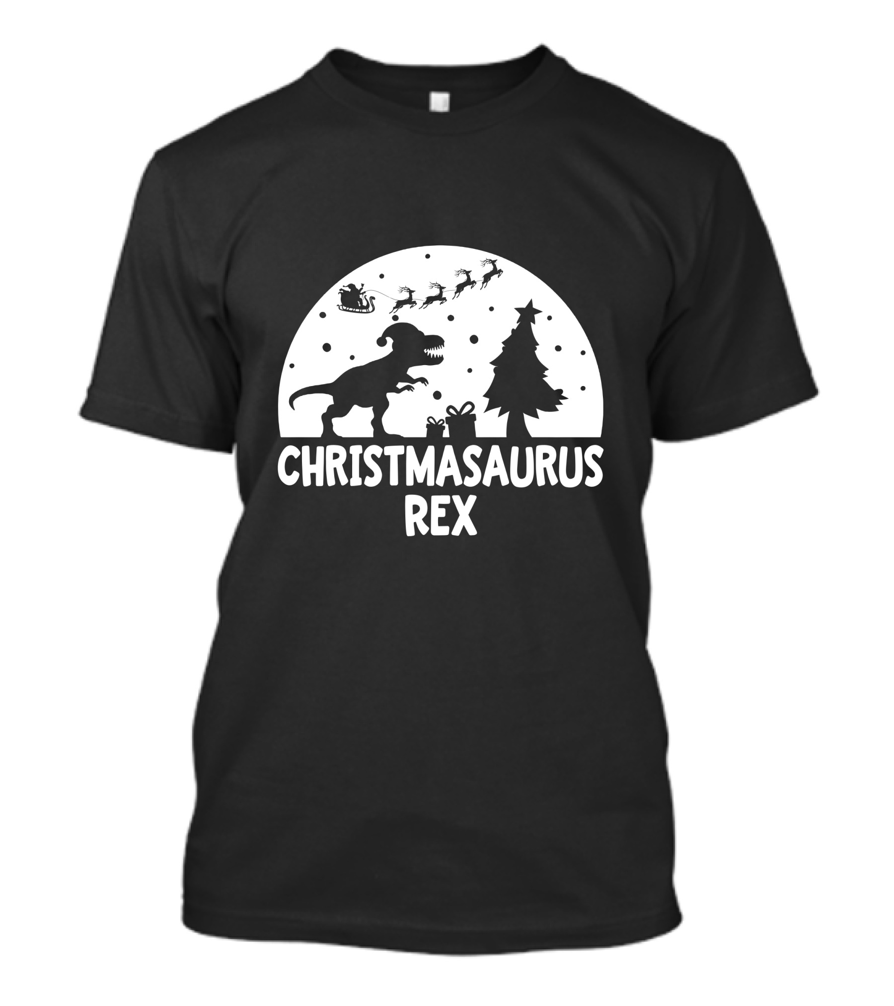 CHRISTMASAURUS REX Dinosaur Santa Sleigh Tree T-Shirt
