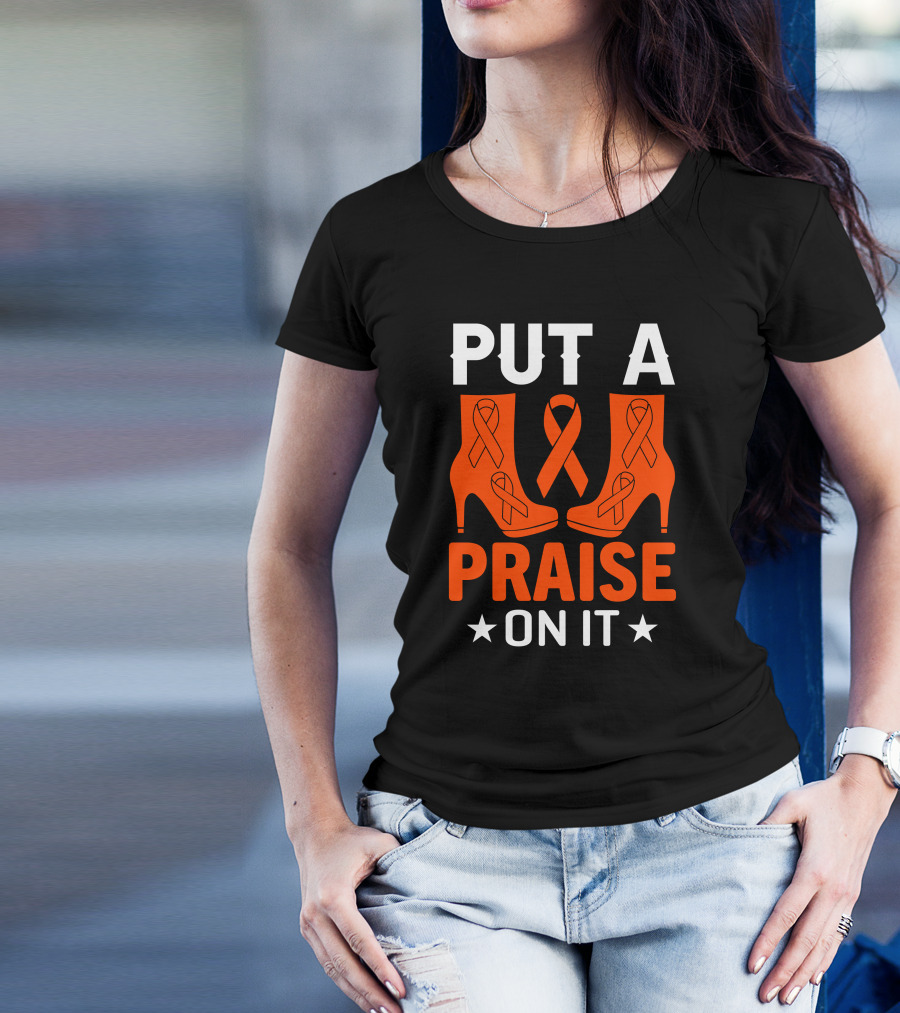 PUT A PRAISE ON IT Orange Ribbon High Heels T-Shirt
