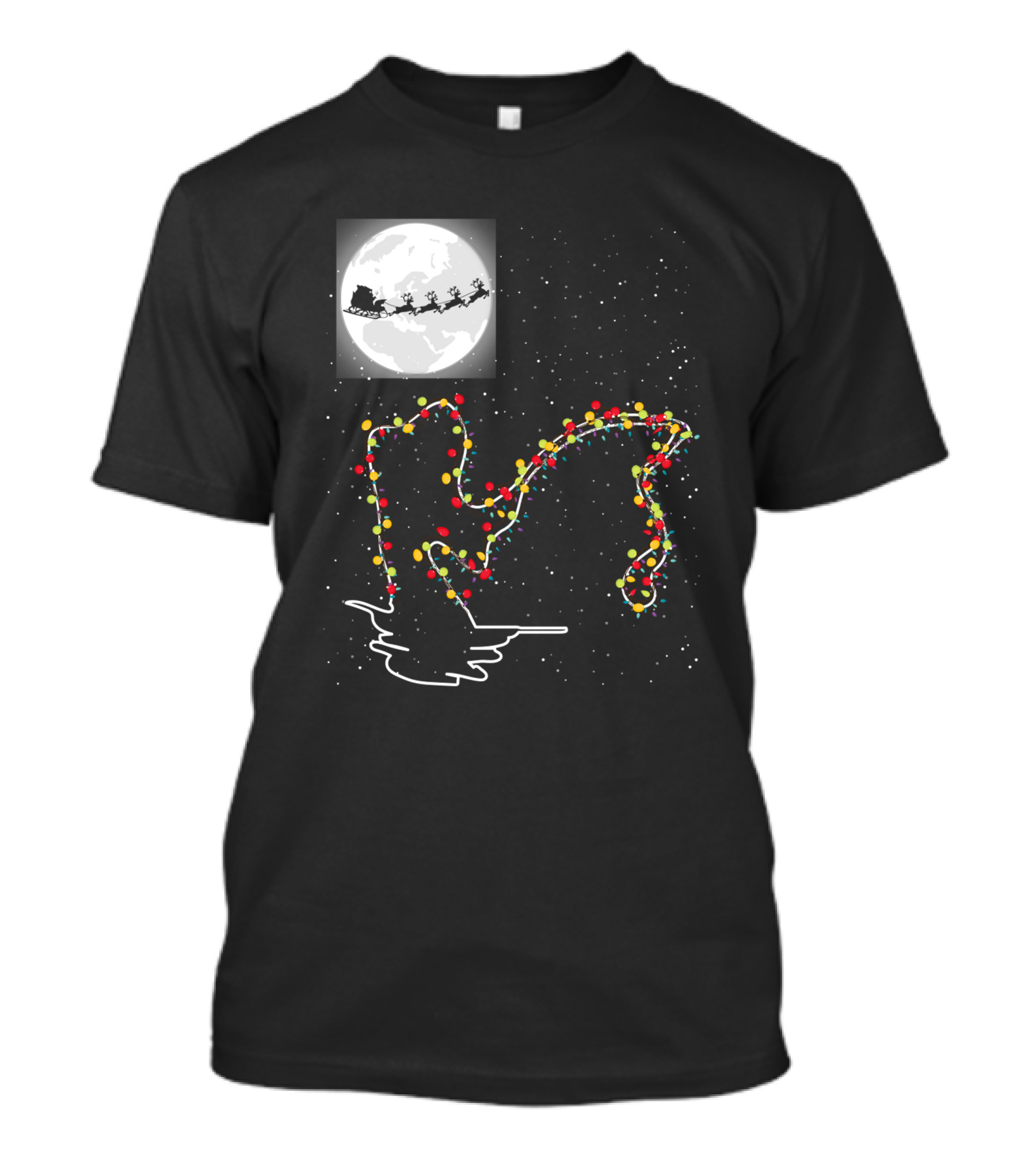 Sweet Christmas Night With Santa And Loch Ness Lights T-Shirt