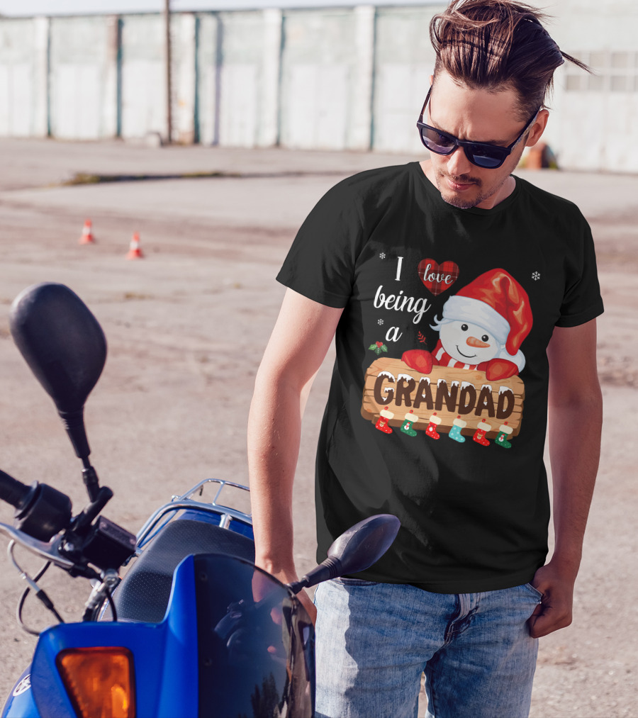 I Love Being A Grandad Snowman Festive Holiday T-Shirt