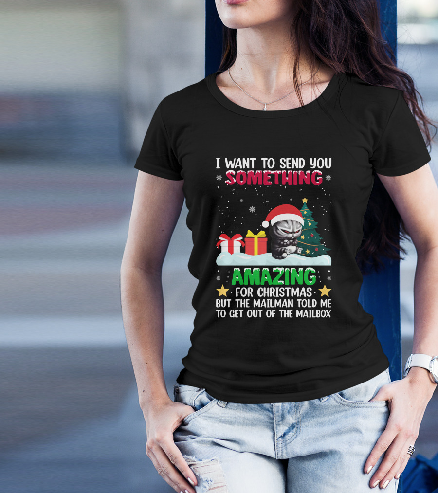 I Want To Send You Something Amazing For Christmas But The Mailman Told Me To Get Out Of The Mailbox Cat T-Shirt