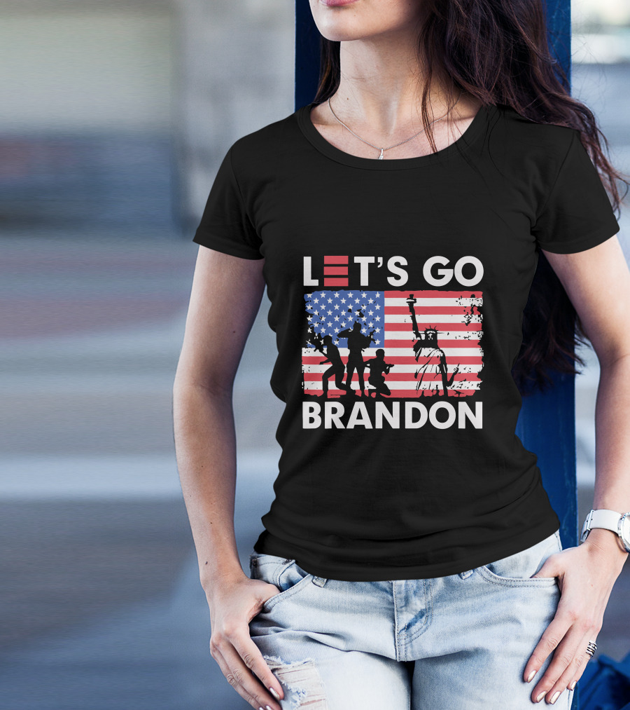 Let's Go Brandon American Flag Statue Of Liberty T-Shirt