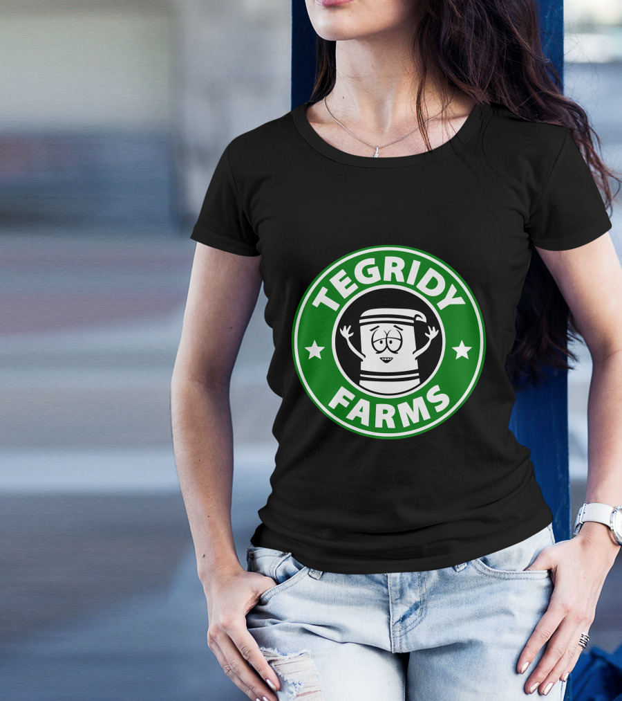 Tegridy Farms Cannabis Cup Logo With Cartoon Character And Green Circle T-Shirt