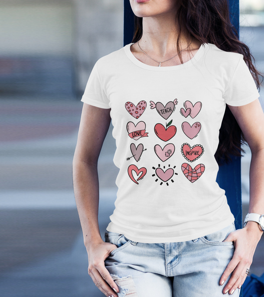 Teach Love Inspire Hearts Valentine T-Shirt