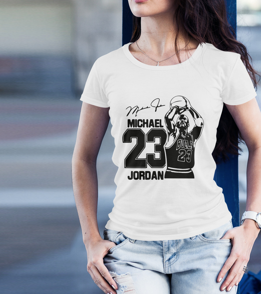 Michael Jordan 23 Bulls Basketball Signature T-Shirt