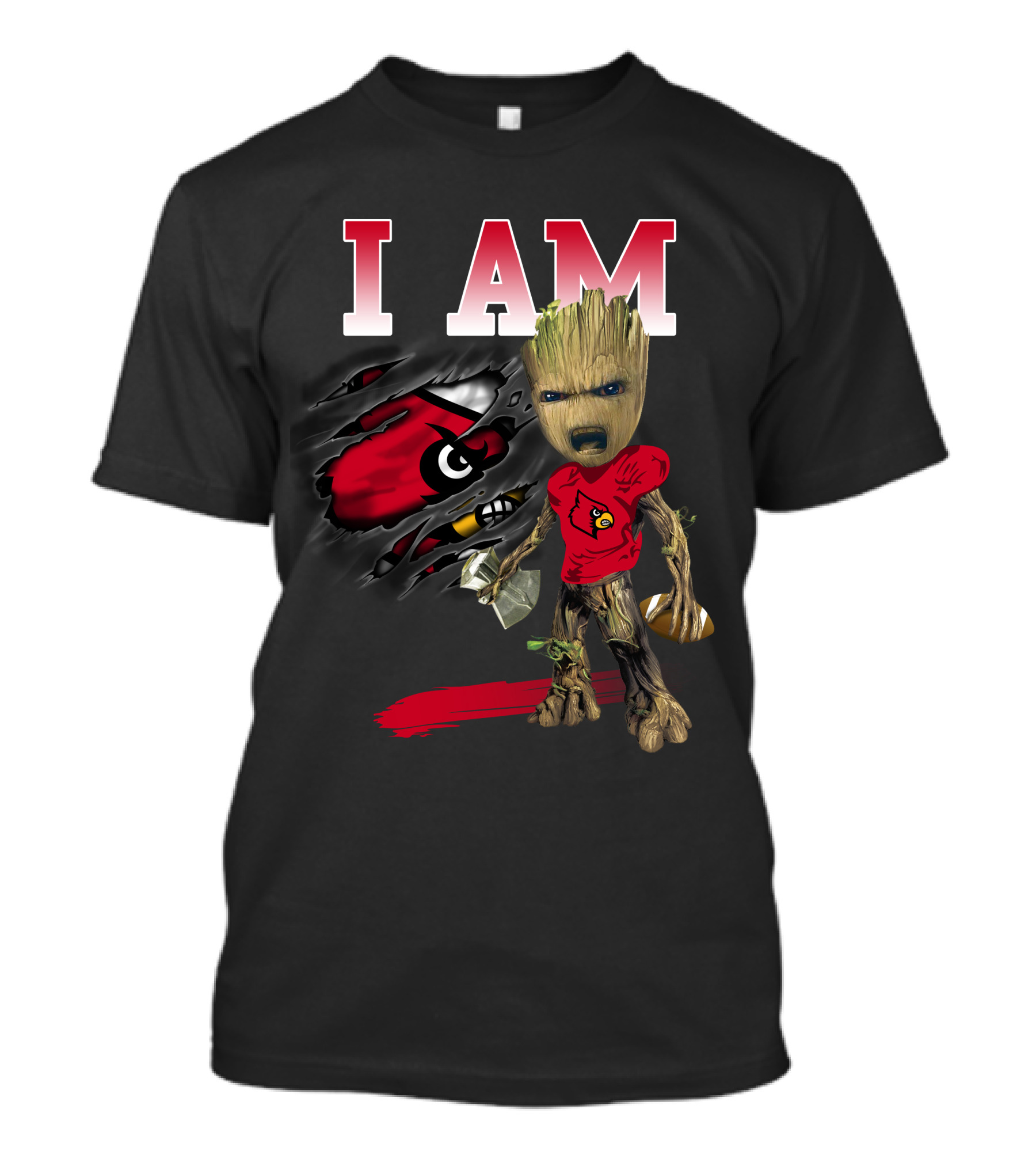 I Am Groot Louisville Cardinals Football Fan T-Shirt